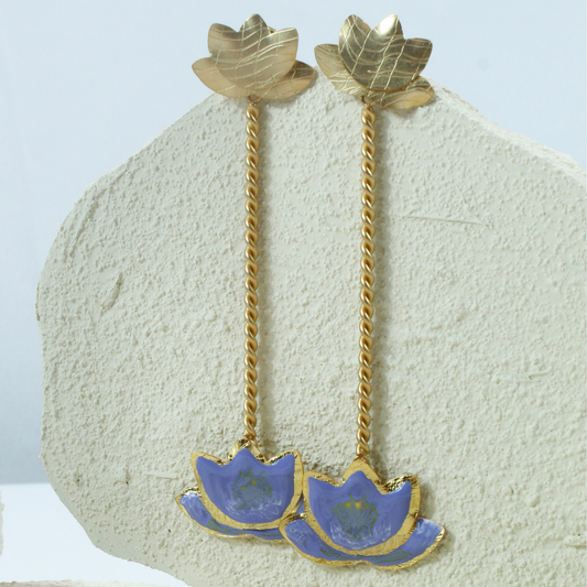 ARETES FLOR LILA GOLD