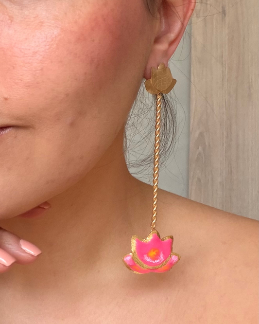 ARETES FLOR ROSADO GOLD