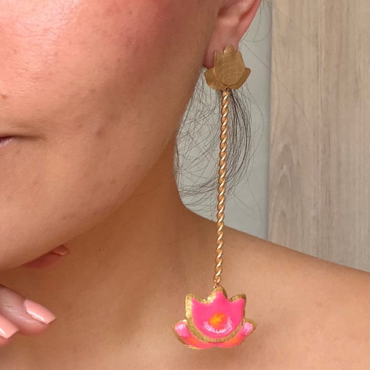 ARETES FLOR ROSADO GOLD