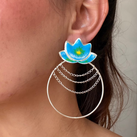 CANDONGAS FLOR DE LOTO AZUL SILVER